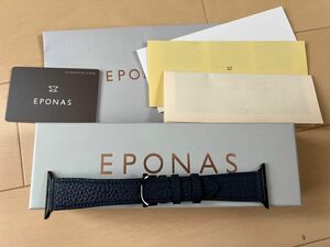 EPONAS Apple Watch 44,45mm用レザーバンド ブラックメタル ミッドナイトブルー Lサイズ