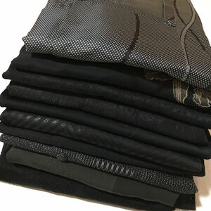 道行コート10枚まとめ売り　黒地　黒色　女性和装　和服　リメイク材料　ハンドメイド　古布　素材色々　道中着　上着