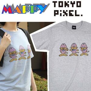 TOKYO PIXEL × マッピー ミューキーズ Ｔシャツ グレー ナムコ 