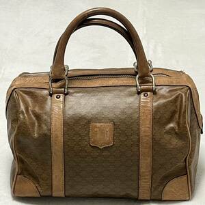 1 jpy CELINE Celine Macadam pattern PVC× leather Mini Boston lady's Brown brown handbag 