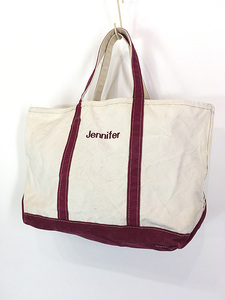 雑貨 古着 90s USA製 LL Bean Boat and Tote 「Jennifer」 刺しゅう キャンバス トート バッグ 大型 古着