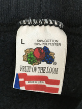 古着 90s USA製 Fruit of the Loom 無地 ソリッド ラグラン スウェット トレーナー ブラック L_画像5