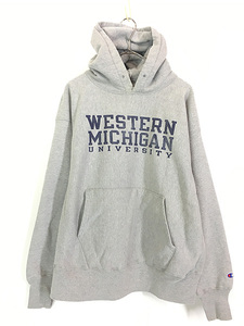 古着 00s Champion Reverse Weave 「WESTERN MICHIGAN」 染込み 3段 カレッジ リバース スウェット パーカー XL 古着