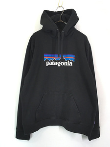 古着 19s Patagonia フィッツロイ BIG ロゴ スウェット パーカー 黒 XL 古着