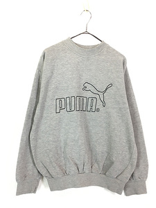 古着 90s PUMA BIG ロゴ ネコ 染込み プリント 両面 スウェット トレーナー L位 古着