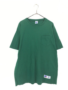 古着 90s USA製 Russell High Cotton 無地 ソリッド ヘビー 100%コットン ポケット Tシャツ ポケT L