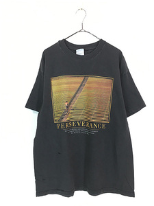 古着 90s USA製 「PERSEVERANCE」 忍耐力 トレーニング メッセージ アート Tシャツ XL