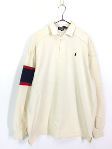 古着 90s USA製 Polo Ralph Lauren ワンポイント ソリッド ラガー ラグビー シャツ アイボリー L 古着