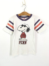 キッズ 古着 70s USA製 ARTEX Snoopy スヌーピー 「PENN」 キャラクター フットボール Tシャツ S 6歳位 古着_画像1