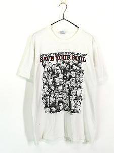 古着 90s USA製 「Save Your Soul」 × 「Only One」 キリスト 豪華 偉人 著名人 キャラクター Tシャツ L