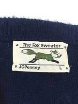 古着 80s JC Penney The Fox Sweater キツネ ワッペン アクリル ニット セーター ネイビー L_画像6