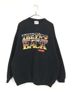 古着 90s Firestone 「The Fire Is Back」 タイヤ 企業 ファイヤー パターン スウェット トレーナー XL 古着