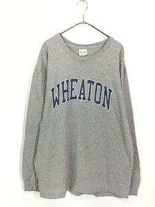 古着 90s USA製 The Cotton Exchange 「WHEATON」 カレッジ 長袖 Tシャツ ロンT XL 古着