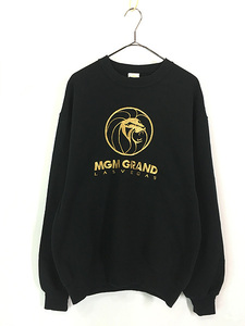 古着 90s USA製 MGM GRAND 企業 ゴールド ロゴ 刺しゅう スウェット トレーナー M 古着