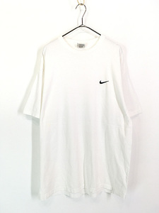 古着 90s USA製 NIKE スウォッシュ ワンポイント 刺しゅう Tシャツ 白 XL 古着