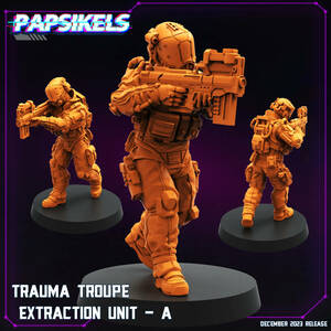 Papsikels pap-2401c07 TRAUMA TROUPE EXTRACTION UNIT A 3D print miniature D&D TRPG Star gray b Cyber punk 