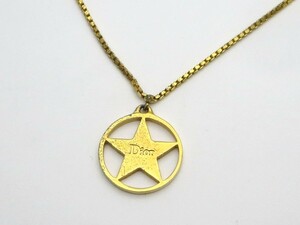 1000円スタート ネックレス Christian Dior クリスチャンディオール Diorロゴ スター 星 ラウンド ゴールド アクセサリー 1 ◯X60043