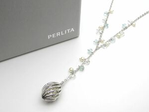 1000円スタート ネックレス PERLITA ペルリータ ビーズ パール 真珠 約4mm STERLING SILVER刻印 総重量約13.3g シルバー 3 B60076