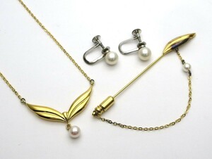 1000円スタート アクセサリー 3点まとめ MIKIMOTO ミキモト パール 真珠 SILVER 925刻印 イヤリング/ネックレス/ピンブローチ 3 A60007