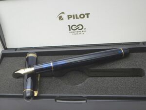 1000円スタート 万年筆 PILOT パイロット 100周年記念 SINCE 1918 ペン先14K M刻印 ネイビー系×ゴールド 付属品付 文房具 4 B60055