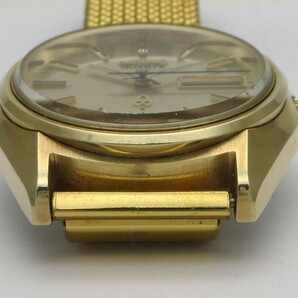 1000円スタート 腕時計 SEIKO セイコー 3803-7031 クオーツ QZ デイデイト 3針 ゴールド文字盤 CAP GOLD ラウンド メンズ 3 △A60044の画像6