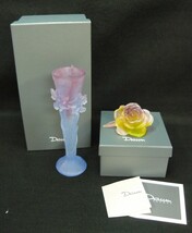 1000円スタート インテリア2点 Daum ドーム 花瓶 フラワーベース SOLIFLOR ORCHIDEE 蘭/ペーパーウェイト FLEUR ROSE バラ 箱付 WHO Z10036_画像1