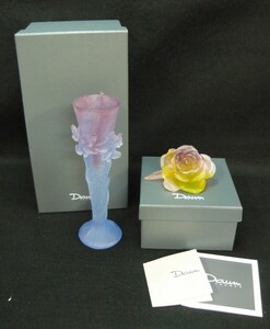 1000円スタート インテリア2点 Daum ドーム 花瓶 フラワーベース SOLIFLOR ORCHIDEE 蘭/ペーパーウェイト FLEUR ROSE バラ 箱付 WHO Z10036