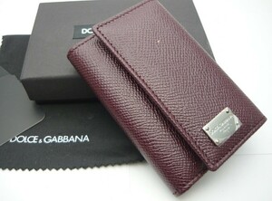 1000円スタート 6連キーケース DOLCE&GABBANA ドルチェ&ガッバーナ BP0874 A1089 ボルドー系カラー レザー 付属品有 革小物 3 B10003