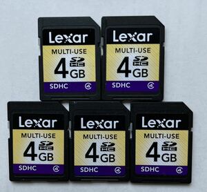 ★送料無料★ Lexar/レキサー SDカード 4GB 5枚まとめ売り メモリーカード/DS/Wii/PC/デジカメ等に フォーマット済み動作品