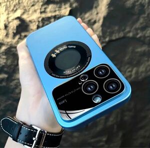 iPhone 15 promax ケース ライトブルー カメラ レンズ フルカバー 保護 MagSafe 対応 磁気充電 人気♪