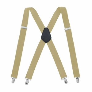 【新品】 サスペンダー X型 レギュラーサイズ 太さ3.5センチ Elastic X-Back Pant Suspenders ベージュ色【送料無料】