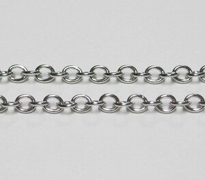 チェーン★小判チェーン(4x3mm) ニッケル色(暗い銀色) ４ｍ分★【ご注文は合計500円から】 ダークシルバー ロジウム