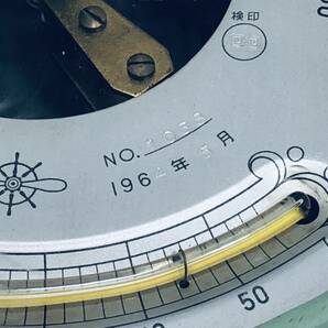 【船舶用 気圧計 昭和レトロ 】 TAKAHASHI アネロイド バロメーター 1964年製 温度計付 アンティーク ANEROID BAROMETERの画像4