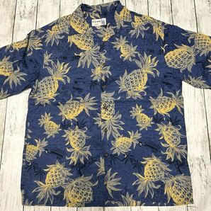 90s USA製 IOLANI HAWAII 総柄 柄合わせ 開襟 オープンカラー パイナップル ハワイアン アロハシャツ 半袖シャツ レーヨン100%の画像1