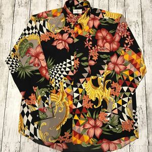 Ts CLUB DIVISION 総柄 柄シャツ 花柄 バロック レトロ アート ビンテージ 長袖シャツ ポリエステル100%