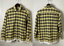 ★【90s 激レア 名作 レディメイド】FINESSE × GOOD ENOUGH フィネス グッドイナフ 袖先 裾 ライン チェック柄 ネルシャツ M イエロー系_画像2