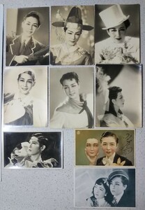 * Takarazuka [ young lady ]..,[ photograph of a star * picture postcard 9 sheets ]* self writing brush autograph 5 sheets [...., small night luck ., south manner .., spring saec . thousand fee, month ...]* roar ...