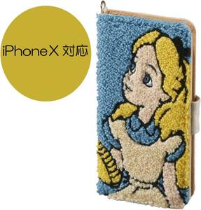 サンクレスト iDress iPhoneXS iPhoneX 5.8インチ対応 アリス 手帳型 ケース サガラ刺繍カバー ディズニーキャラクター アリス