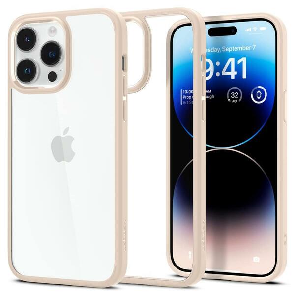 Spigen iPhone14Pro ケース ストラップホール付き 黄変なし バンパーケース ワイヤレス充電対応 ACS04963 サンド・ベージュ