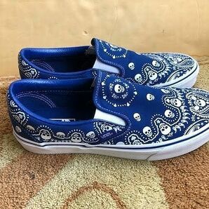 バンズ VANS スリッポン ペイズリー スカル ブルー US8 1/2の画像2