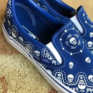 バンズ VANS スリッポン ペイズリー スカル ブルー US8 1/2の画像4