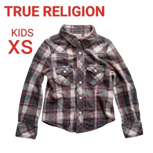 送料無料 TRUE RELIGION キッズ XS 100～110サイズ相当 ネルシャツ チェックシャツ\ 3～4歳 幼児 子供服 チェック柄 長袖シャツ