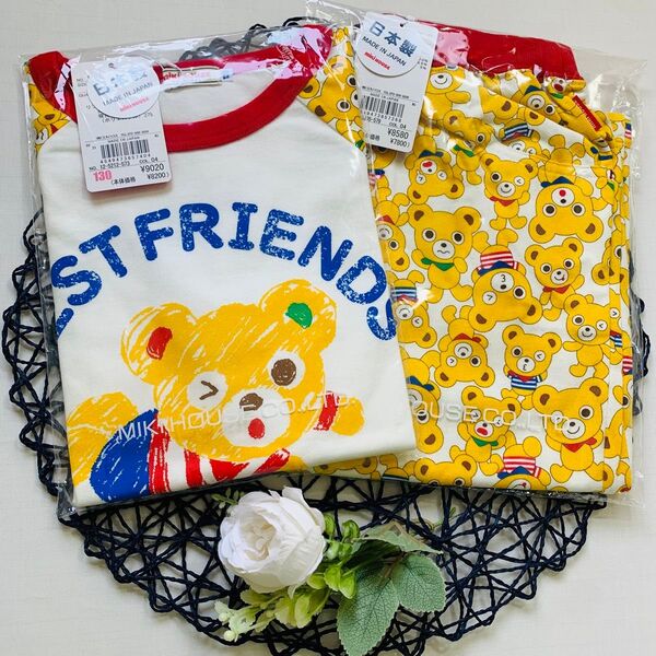 新品未使用 大人気 半袖 Tシャツ ハーフパンツ プッチー君 2点セット 130 ミキハウス 完売品 黄色 バイカラー