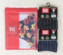 B.V.D ビキニ ブリーフ Mサイズ 花柄＆ストライプ 綿80％ 3枚セット_画像1