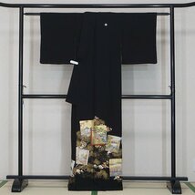 160cm　金彩色紙文様　正絹黒留袖　結婚式　フォーマル　k155_画像3