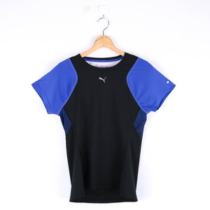 プーマ 半袖Tシャツ コンプレッションインナー スポーツウエア レディース Lサイズ 黒×青 PUMA