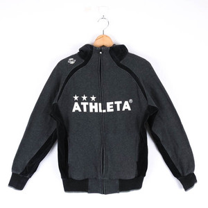 アスレタ ジップアップパーカー バックロゴ スポーツウエア メンズ Mサイズ ダークグレー×黒 ATHLETA