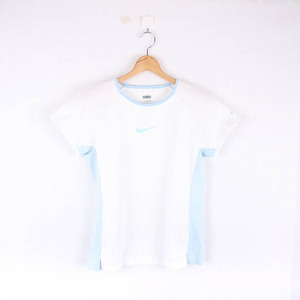 ナイキ 半袖Tシャツ フィットドライ ロゴT スポーツウエア レディース Lサイズ 白×水色 NIKE