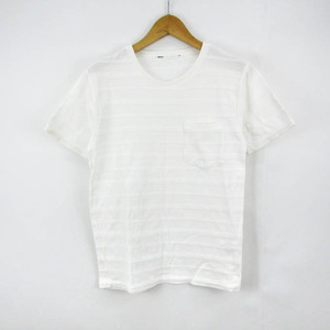イッカ 半袖Tシャツ トップス カットソー シンプル ボーダー コックス メンズ Sサイズ ホワイト ikka
