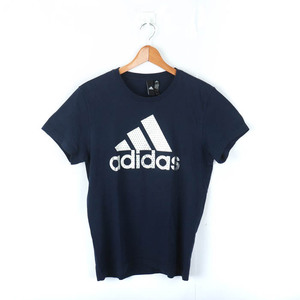 アディダス 半袖Tシャツ ビッグロゴT スポーツウエア メンズ Mサイズ 紺×白 adidas